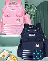 Шкільний рюкзак з пеналом для дівчинки 1 2 3 клас 7 8 9 років, дитячий анатомічний портфель світло-рожевий, синій