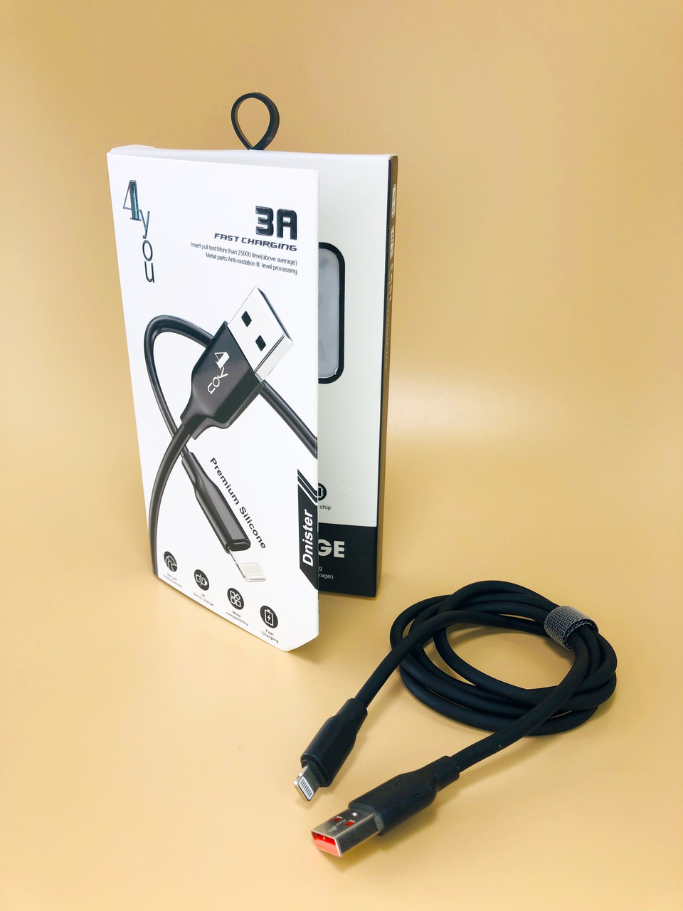 Кабель Usb Lightning 4you Dnister black (2.4 A, Silicon Perfect)