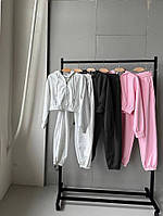 Спортивний жіночий костюм оверсайз (зіп худі та джогери) в різних кольорах