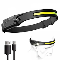 Налобний ліхтарик 2 в 1 XPE+COB із датчиком руху 001-1