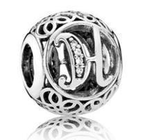 Срібна намистина Pandora   Літера H  791852CZ