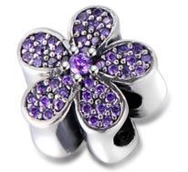 Срібна намистина Pandora   Сяюча фіолетова ромашка  791480CZ-2