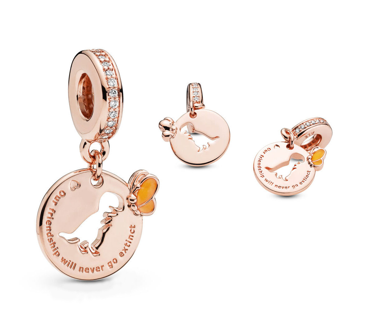 Срібна намистина Pandora   Метелик і динозавр  в позолоті   788180CZ