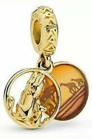 Срібна підвіска-шарм на браслет Пандора "Король лев Сімба та Муфаса" у позолоті 768639C01