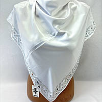 Шовкова біла хустка на хрестини на голову в церкву. Натуральна шовкова хустка для нареченої на вінчання