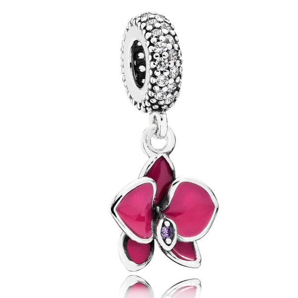 Срібна намистина Pandora   Орхідея  791554EN69