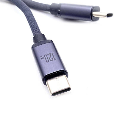 Кабель Type-C to Type-C, 120 Вт (висока якість), ганчірний, 1.5 м, фото 1