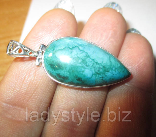Серебряный кулон с хризоколлой от студии LadyStyle.Biz купить украшение с турмалином бусы серьги кольцо перстень