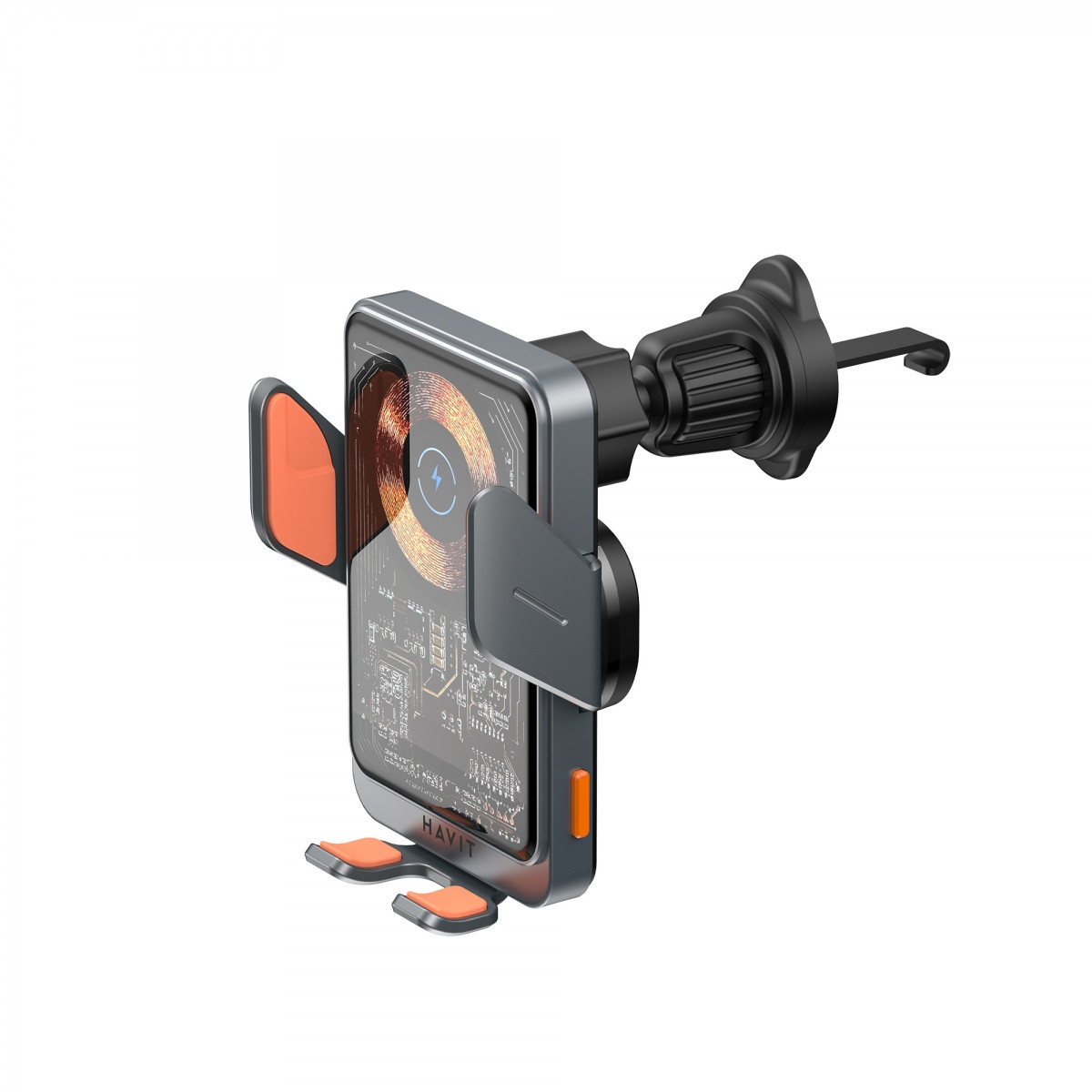 Автомобільний тримач для телефону Havit з бездротовою зарядкою W3033 15W black/silver, фото 1