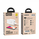 Home Charger 2.1A 2U Lightning Cable (1m) Hoco C62A White, фото 2