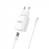 Home Charger 2.1A 2U Lightning Cable (1m) Hoco C62A White, фото 5