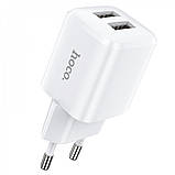 Home Charger 2.4A 2U USB C Cable (1m) Hoco N8 — White, фото 3