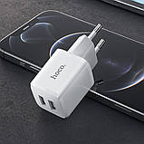 Home Charger 2.4A 2U USB C Cable (1m) Hoco N8 — White, фото 5