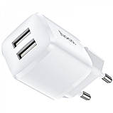 Home Charger 2.4A 2U USB C Cable (1m) Hoco N8 — White, фото 7