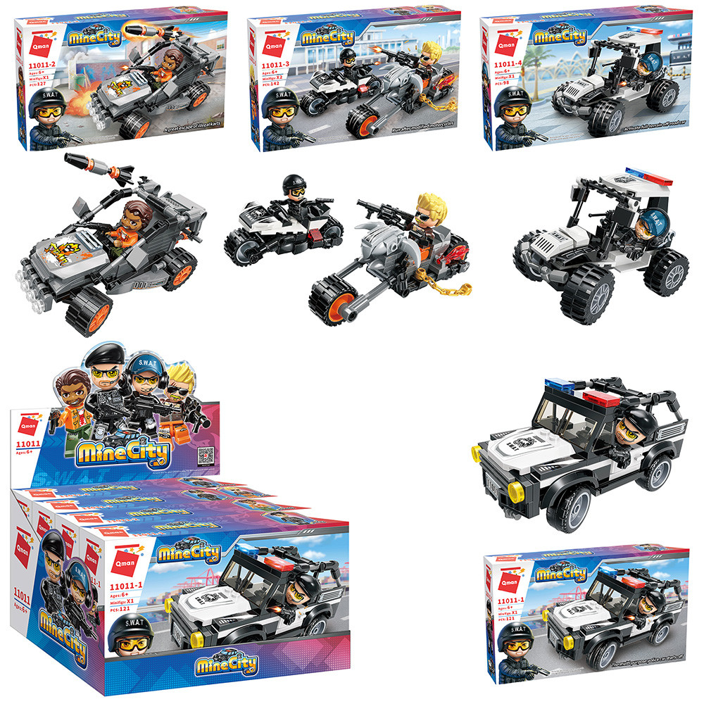 Конструктор Qman 11011 Поліцейська гонитва 4в1, 490 дет, фото 1