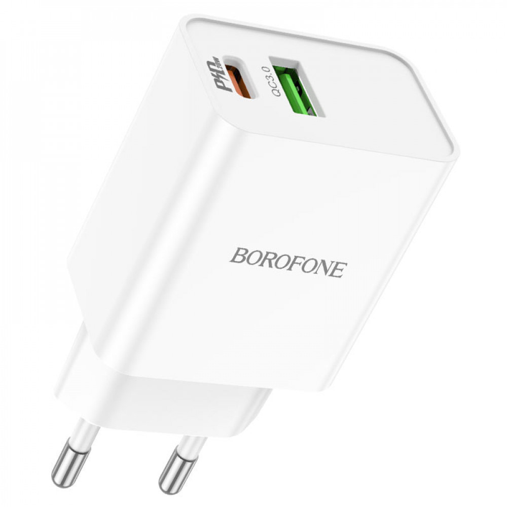 Home Charger 20W PD QC3.0 C to Lightning Cable (1m) Borofone BA69A — White, фото 1
