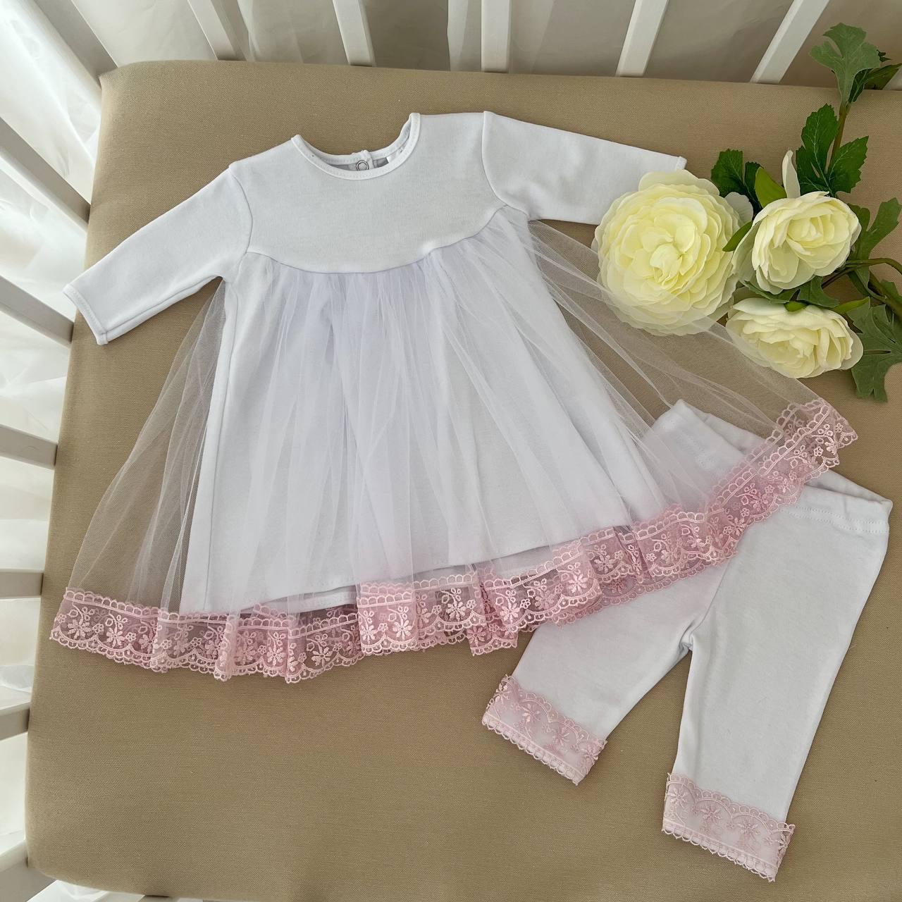 Костюм для хрещення "Чарівна світлинка" інтерлок зріст 86 см (12 – 18 місяців) Betis Білий з пудровим, фото 1