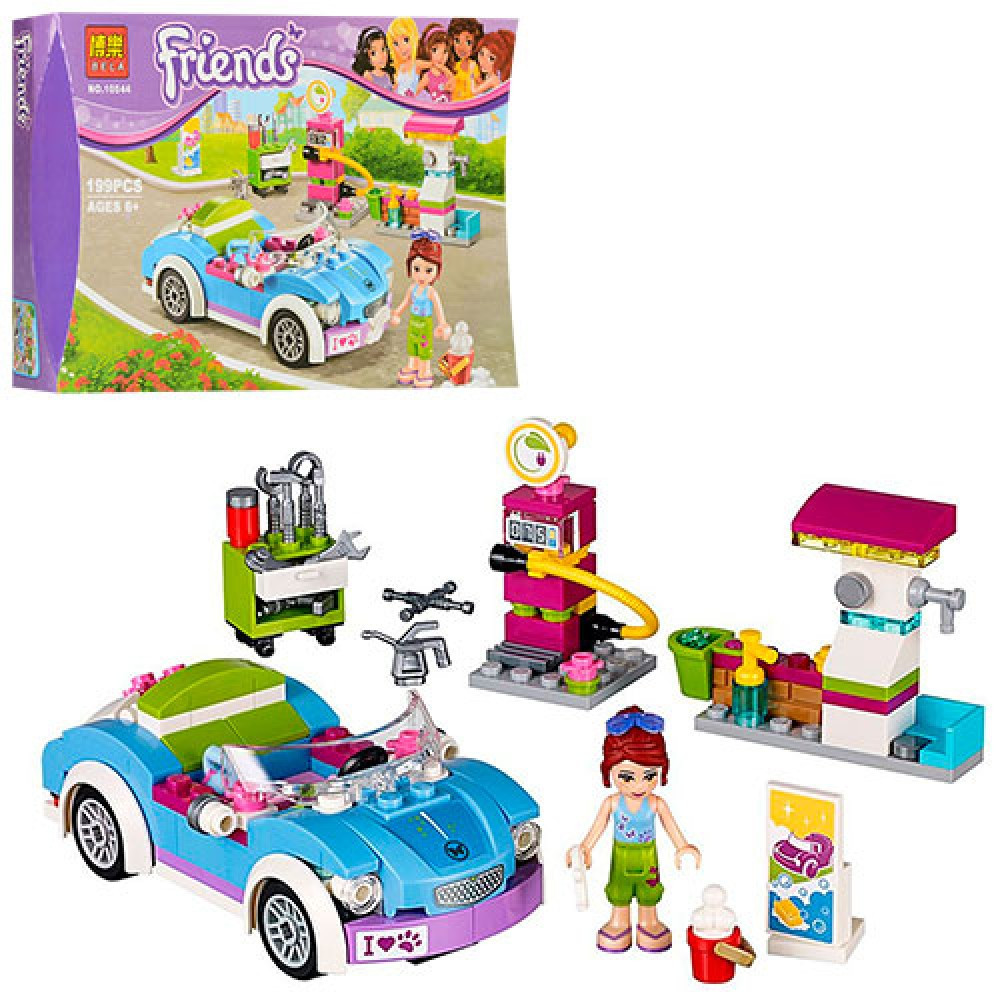 Конструктор для дівчинки Bela Friends 10544 заправка і машина, 199 деталей, фото 1
