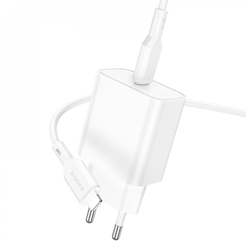 Home Charger 20W PD C to Lightning Cable (1m) Borofone BA71A — White, фото 1