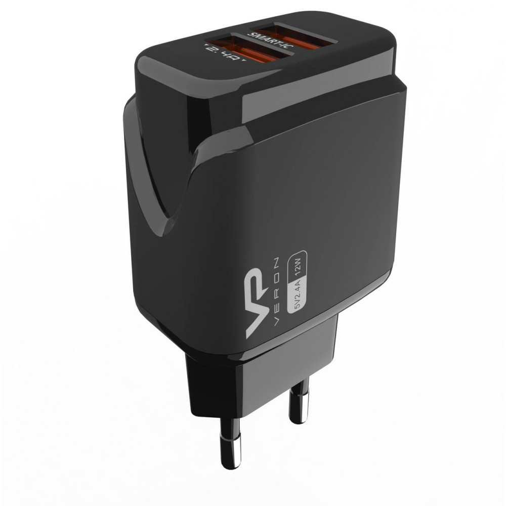 Home Charger 2.4A 2U Veron VR-C12 — Black, фото 1