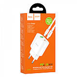 Home Charger 20W PD QC3.0 C to Lightning Cable (1m) Hoco C95A — White, фото 2
