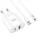 Home Charger 20W PD QC3.0 C to Lightning Cable (1m) Hoco C95A — White, фото 8
