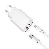 Home Charger 20W PD QC3.0 USB C Cable (1m) WiWU Wi-U002 — White, фото 2