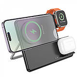 Magnetic Wireless Charger 3 in 1 Hoco CQ1 Geek folding for iWatch — black, фото 4