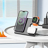 Magnetic Wireless Charger 3 in 1 Hoco CQ1 Geek folding for iWatch — black, фото 7