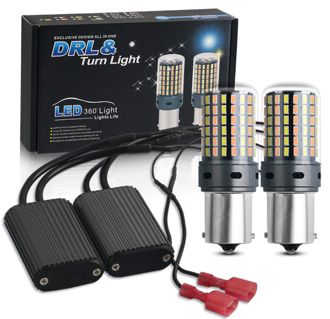ДХО 120LED 2в1 з функцією повороту CANBUS (5760LM, немає помилок, цоколь 1156, BAU15S, PY21W)
