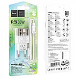 Home Charger 30W PD QC3.0 C to Lightning Cable (1m) Hoco C131A — Transparent Black, фото 2