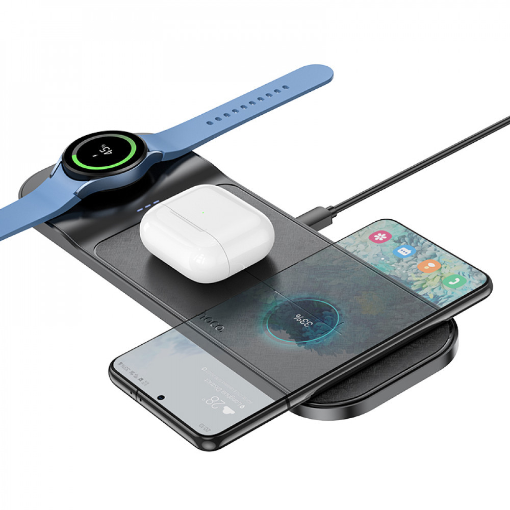Wireless Charger 3 in 1 Hoco CQ6 SAM Watch — Black, фото 1