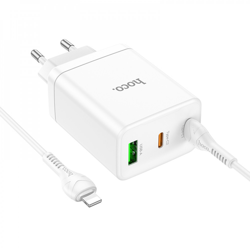 Home Charger 35W PD QC3.0 C to Lightning Cable (1m) Hoco N33 — White, фото 1