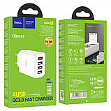 Home Charger | 28.5W | 4U | QC3.0 — Hoco C102A — White, фото 2