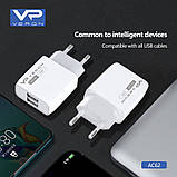 Home Charger 2.4A 2U USB C Cable (1m) Veron AC62C, фото 9