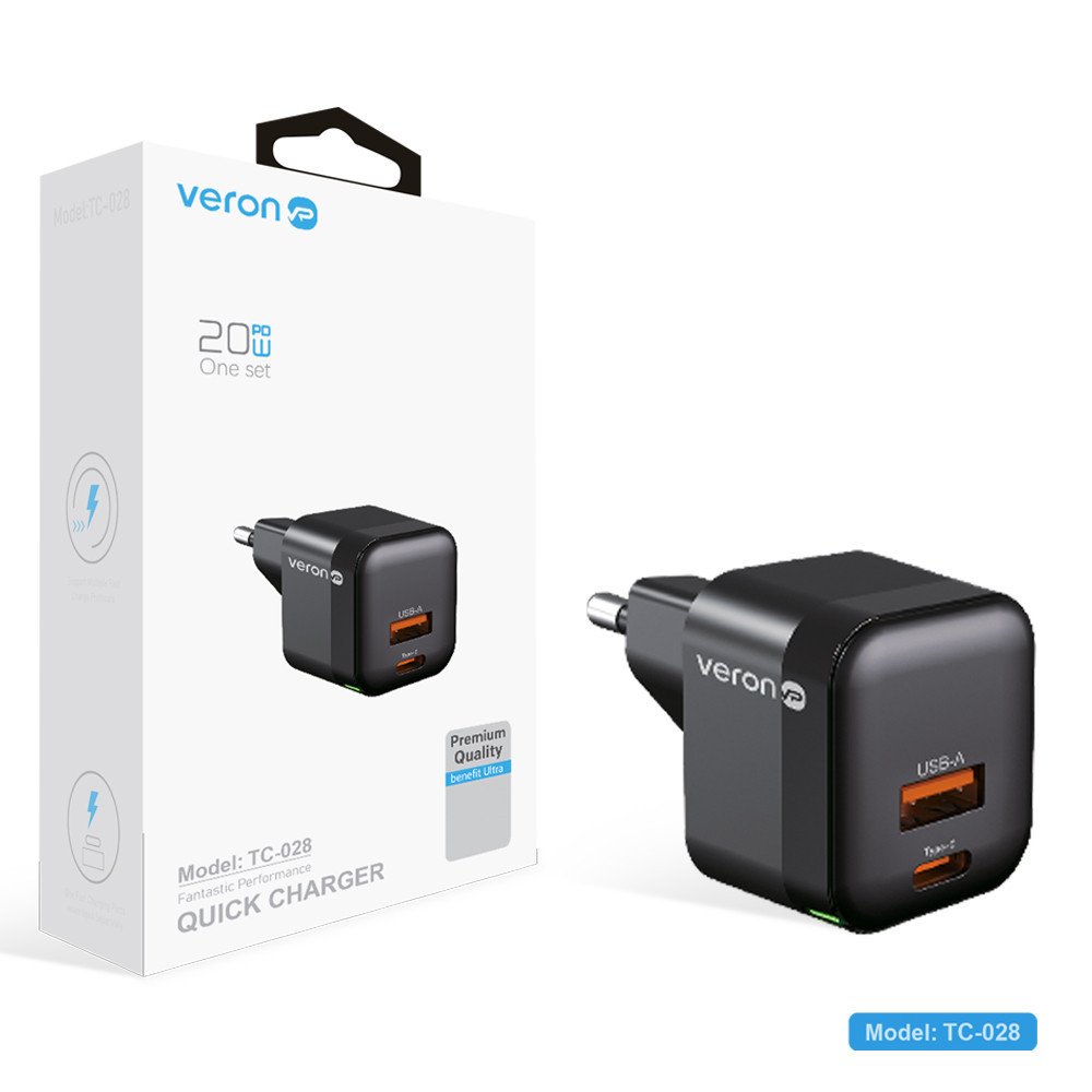 Home Charger | 20W | PD | QC3.0 — Veron TC-028, фото 1