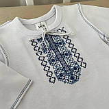 Костюм для хрещення "Український" хлопчик інтерлок зріст 62 см (1 – 3 місяці) Betis Білий з блакитним, фото 2