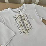 Костюм для хрещення "Український" хлопчик інтерлок зріст 74 см (6 – 9 місяців) Betis Білий з сірим, фото 2