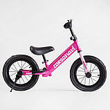 Дитячий біговел велобіг на сталевій рамі 12 дюймів Corso Navi RD-9033 надувні колеса рожевий, фото 3
