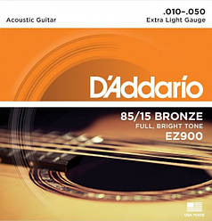 Струни для акустичної гітари d'addario EZ900 85/15 10-50