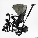 Дитячий триколісний велосипед — коляска Best Trike Marco 9155 / 318-82 з батьківською ручкою Зелений, фото 4