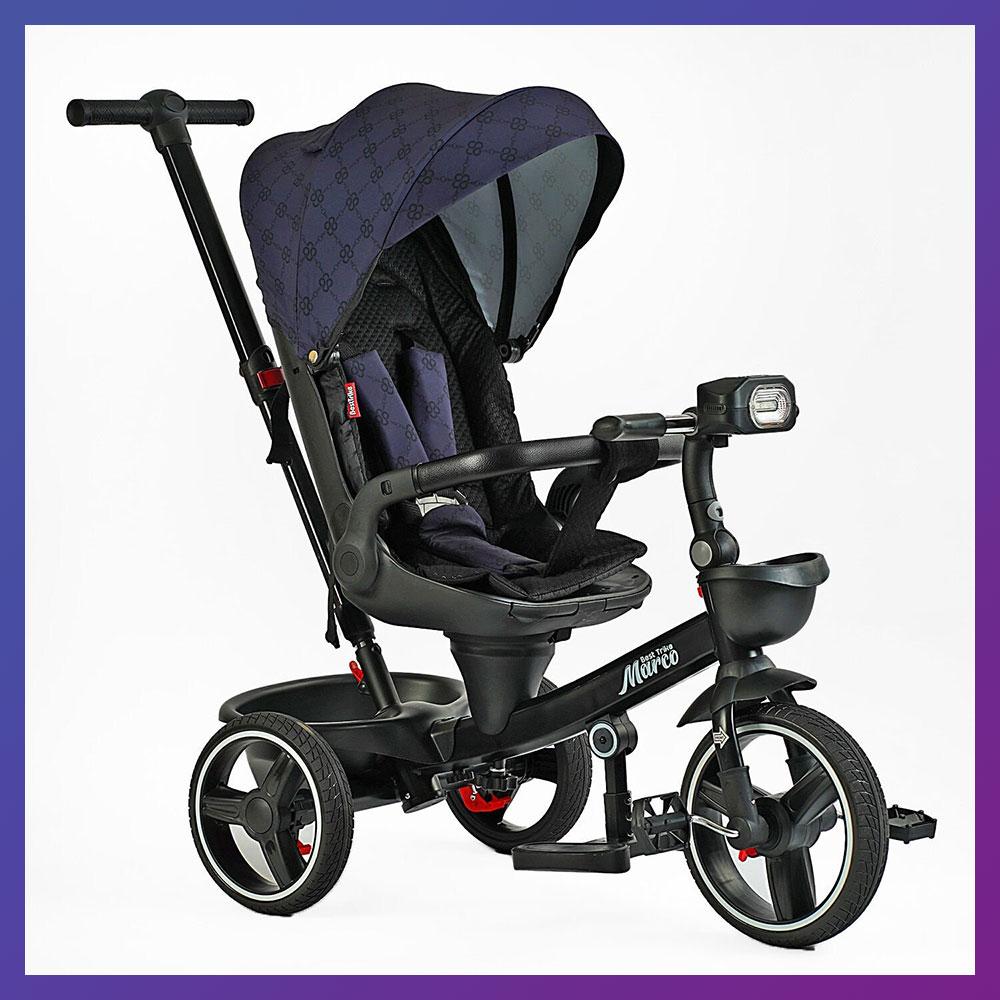 Дитячий триколісний велосипед — коляска Best Trike Marco 9155 / 331-09 з батьківською ручкою Синій