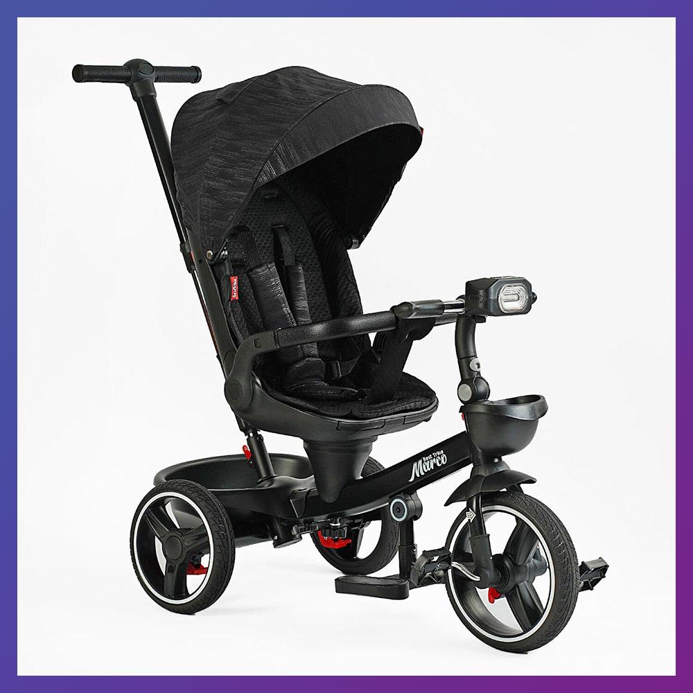 Дитячий триколісний велосипед — коляска Best Trike Marco 9155 / 331-09 з батьківською ручкою Синій