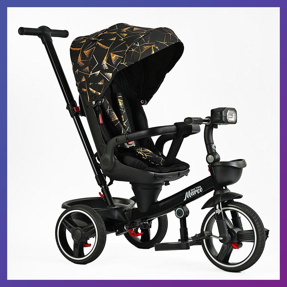 Дитячий триколісний велосипед — коляска Best Trike Marco 9155 / 390-07 з батьківською ручкою Чорний