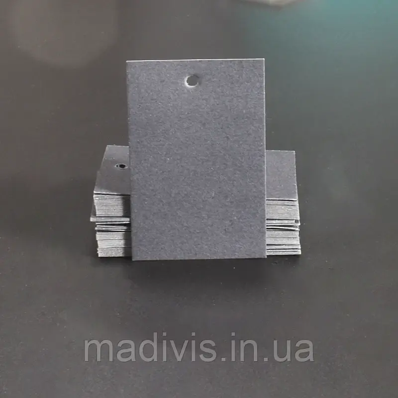 Порожні картонні бирки для одягу 40 х 60 мм. ЧОРНІ без принта, 100 шт., фото 1