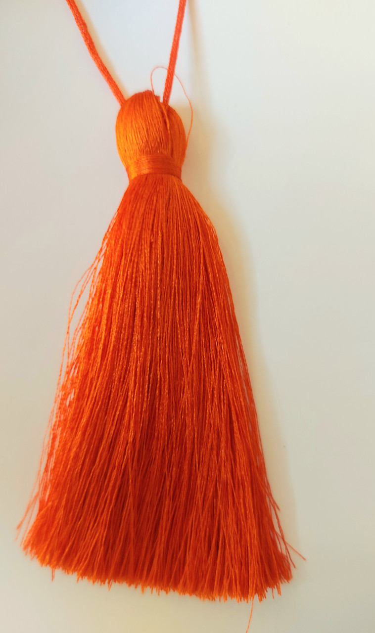 Пензель шовковий текстильний декоративний (1 шт.) Кітіця 10 см, жовтогарячі