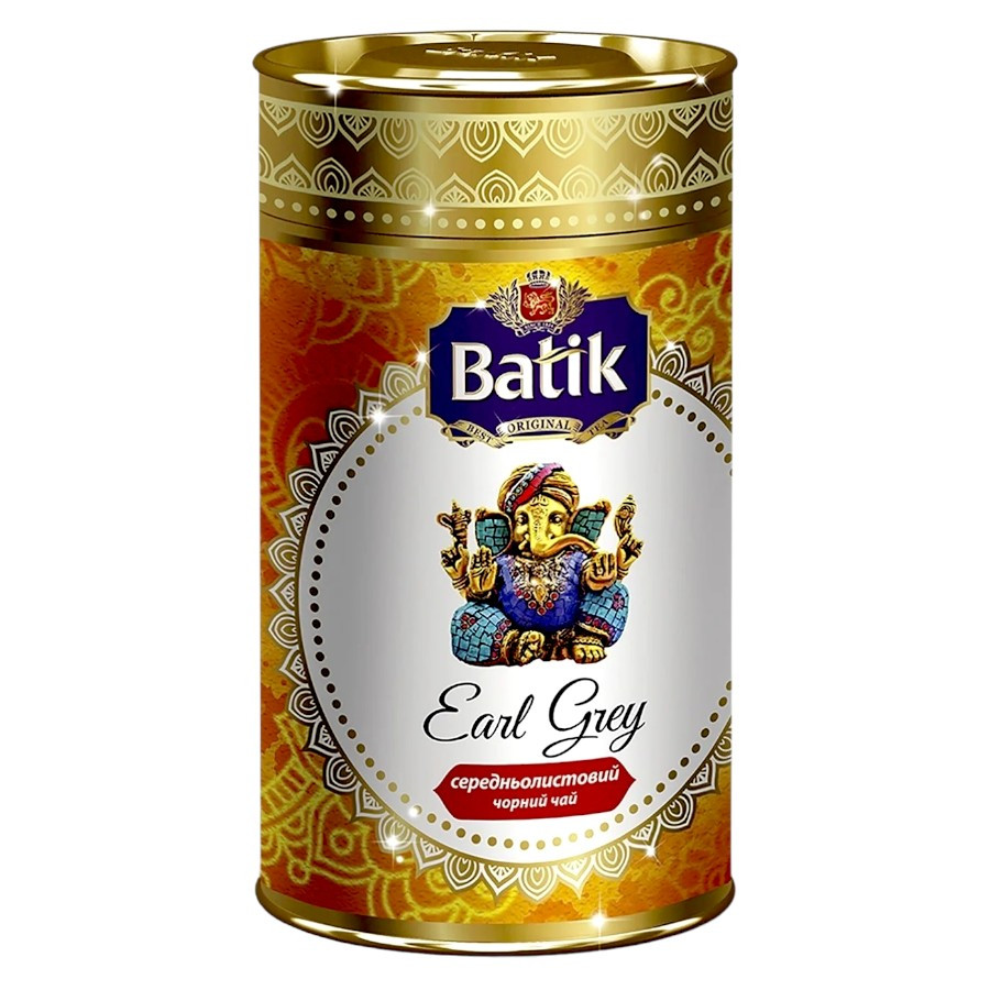 Чай чорний середньолистовий Batik Earl Grey з бергамотом 100 грамів  у тубусі