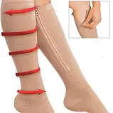 Лікувальні компресійні гольфи від варикозу Zip Sox, зі змійкою (бежеві) SV227, фото 4