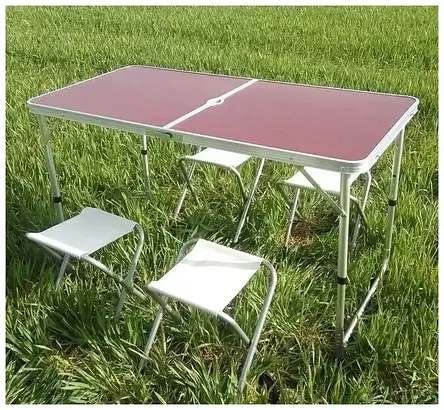 Стіл для пікніка розкладний із 4 стільцями Folding Table 120х60х55 60 70 см 3 режими висоти YU227, фото 1