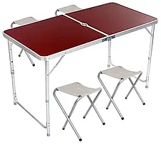 Стіл для пікніка розкладний із 4 стільцями Folding Table 120х60х55 60 70 см 3 режими висоти YU227, фото 3